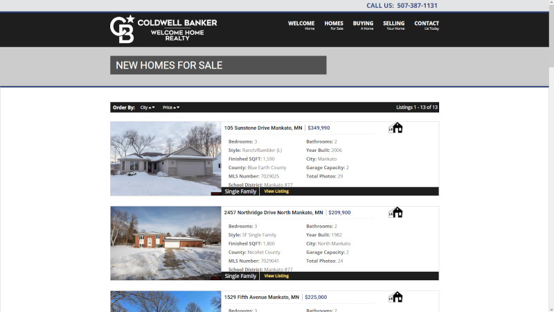 Coldwell Banker Welcome Home Realty website screenshot