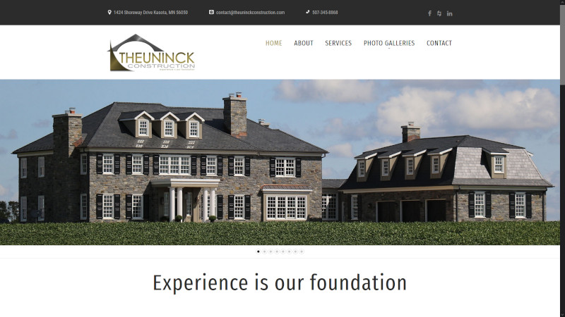 Theuninck Construction website screenshot