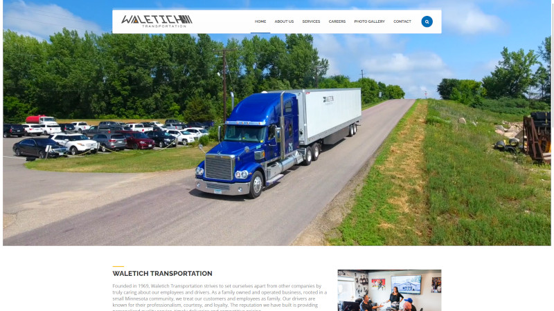 Waletich Transportation website screenshot