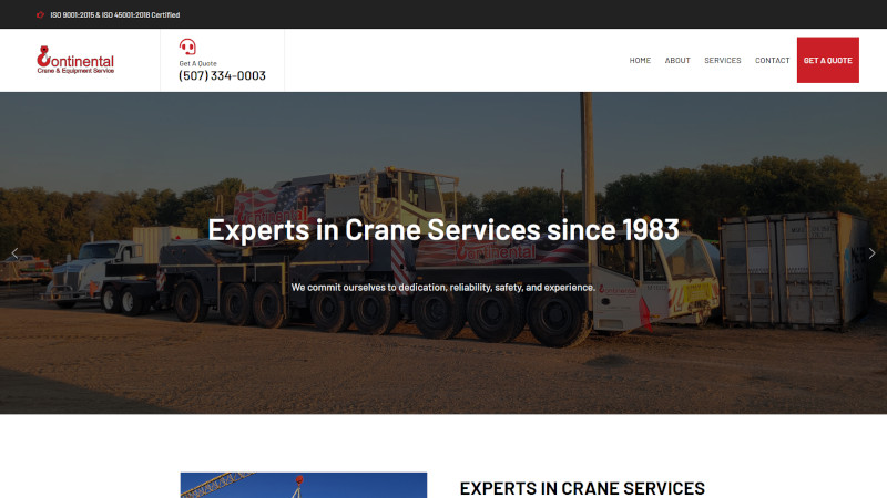Continental Crane website screenshot