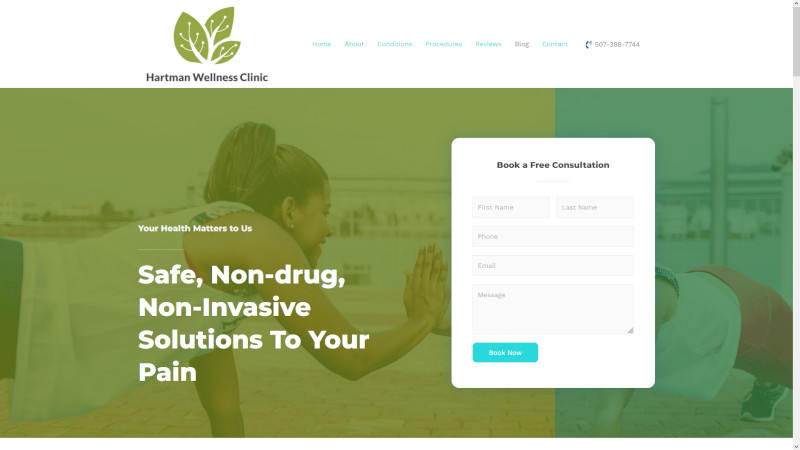 Hartman Wellness Clinic website screenshot