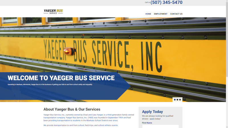 Yaeger Bus Service website screenshot